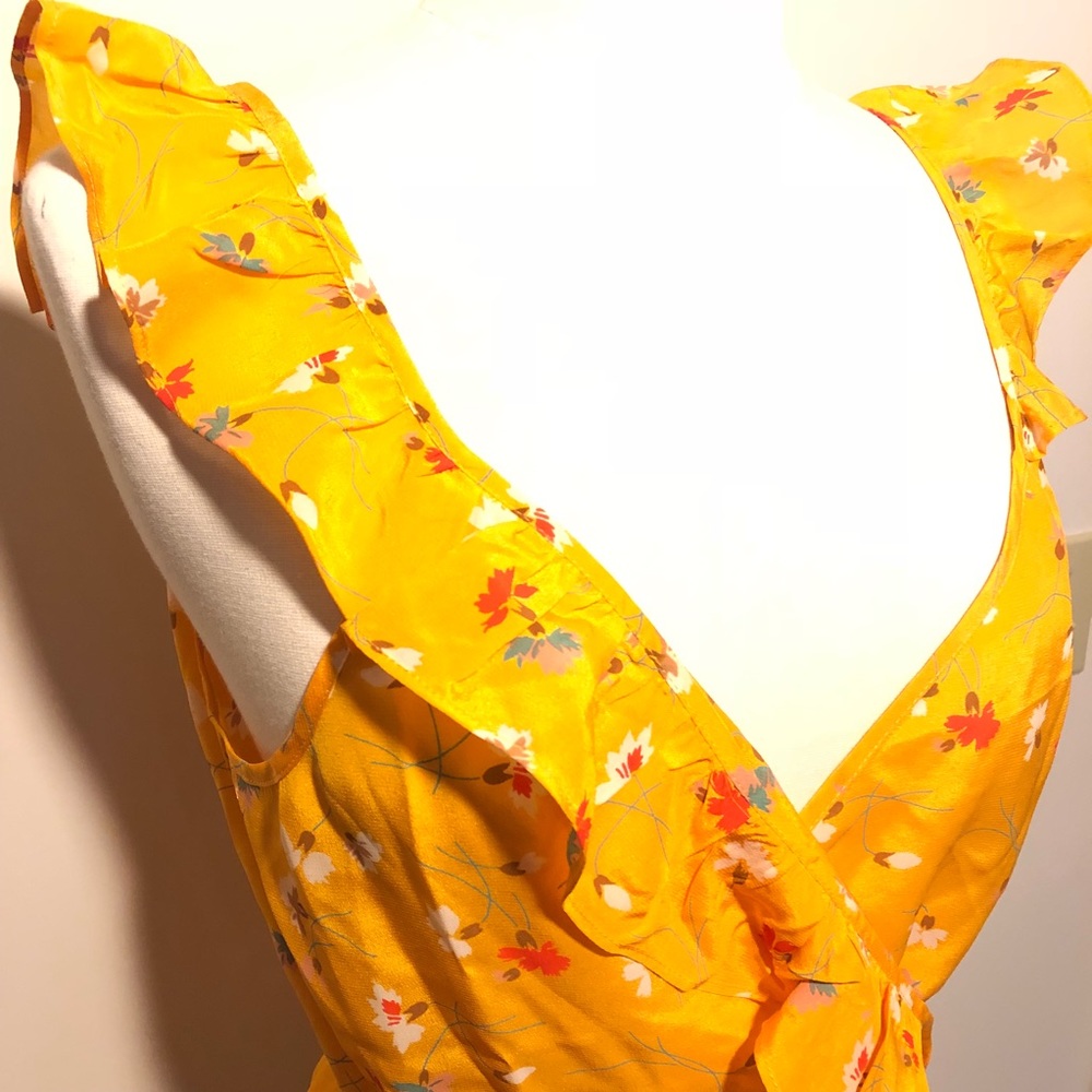 Madewell wrap top with flutter sleeves